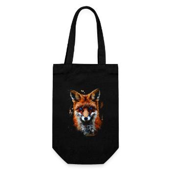 Lustiges Fuchs Fox Kunst Tier Natur Wildtier Tiere - Geschenkbeutel für Flaschen - Schwarz - Vorne