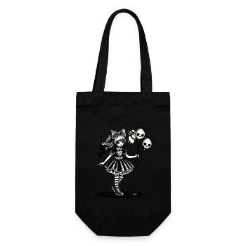 Kawaii Goth Girl Düsteres Gothic Design - Geschenkbeutel für Flaschen - Schwarz - Vorne