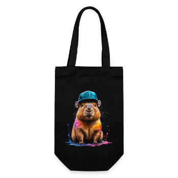 Capybara Snapback Cap Capy Bunt Tier Design Print - Geschenkbeutel für Flaschen - Schwarz - Vorne