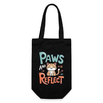 Pfoten Und Nachdenken Yoga Meditation Katze - Geschenkbeutel für Flaschen - Schwarz - Vorne