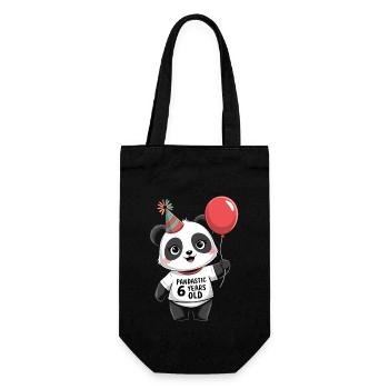6ème anniversaire Panda Ours Panda Table 6 ans - Sac à bouteille - noir - Devant