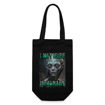I don't believe in humans. Alien. - Gift Bag for Bottles - black - Front