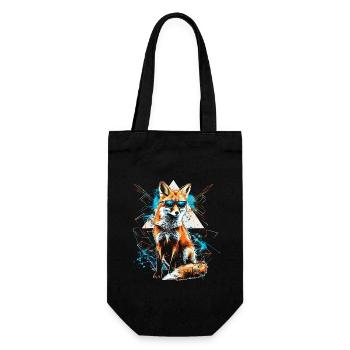 Lustiges Fuchs Fox Kunst Tier Natur Wildtier Tiere - Geschenkbeutel für Flaschen - Schwarz - Vorne