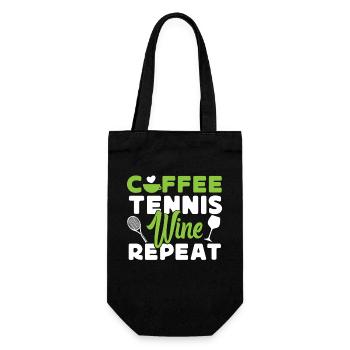 Funny Tennis Player Racket Coffee - Geschenkbeutel für Flaschen - Schwarz - Vorne