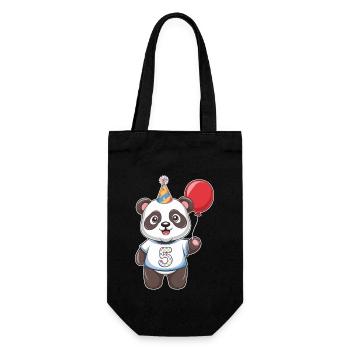 Fifth Birthday Panda Party Hat Balloon - Gift Bag for Bottles - black - Front