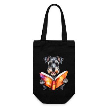 Zwergschnauzer Lesen Hund Lustig Tier Design Print - Geschenkbeutel für Flaschen - Schwarz - Vorne