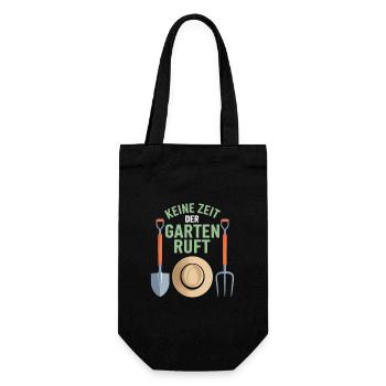 keine Zeit der Garten ruft - Geschenkbeutel für Flaschen - Schwarz - Vorne
