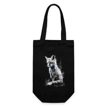 Lustiges Fuchs Fox Kunst Tier Natur Wildtier Tiere - Geschenkbeutel für Flaschen - Schwarz - Vorne