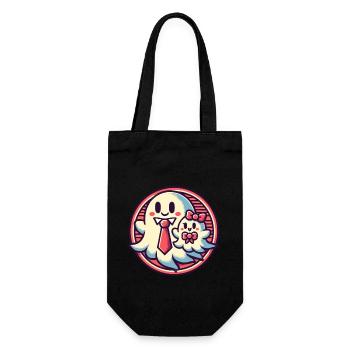 dad ghost father with child funny halloween - Gift Bag for Bottles - black - Front