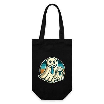 Papa Gespenst Vater Mit Sohn Lustiges Halloween - Geschenkbeutel für Flaschen - Schwarz - Vorne