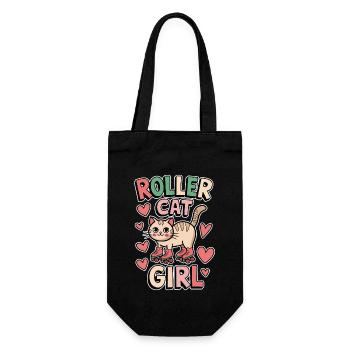 Roller Cat Girl Skating Girl Roller Skates Gift - Gift Bag for Bottles - black - Front