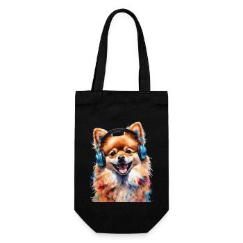 Pomeranian Pomeranian Headphones Dog Print - Gift Bag for Bottles - black - Front