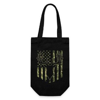 Camouflage USA Flag Deer Hunting Camo - Gift Bag for Bottles - black - Front