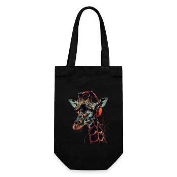 Girafe motif animal animal amoureux des écouteurs Art - Sac à bouteille - noir - Devant