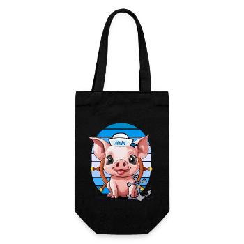 Pig Sailor Helmsman Anchor Maritime - Gift Bag for Bottles - black - Front