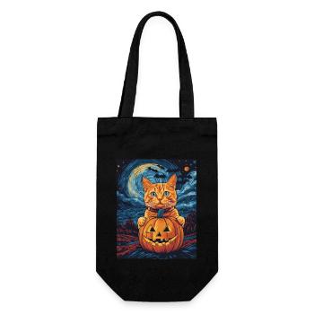 Halloween Gift Women Cat Men Kids Decoration - Gift Bag for Bottles - black - Front