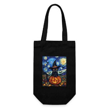Halloween Gift Women Cat Men Kids Decoration - Gift Bag for Bottles - black - Front