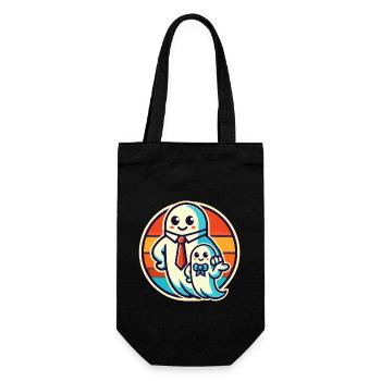 dad ghost father with child funny halloween - Gift Bag for Bottles - black - Front