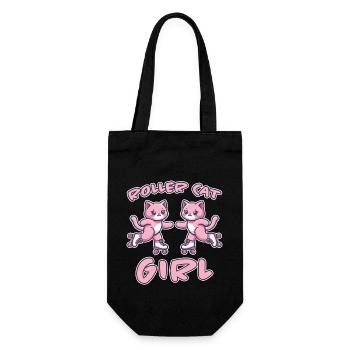 Roller Cat Girl Skating Girl Roller Skates Gift - Gift Bag for Bottles - black - Front