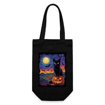 Halloween Gift Women Cat Men Kids Decoration - Gift Bag for Bottles - black - Front