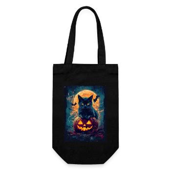 Halloween Gift Women Cat Men Kids Decoration - Gift Bag for Bottles - black - Front