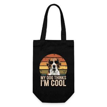 Beagle Mein Hund Denkt Das Ich Cool Bin - Geschenkbeutel für Flaschen - Schwarz - Vorne