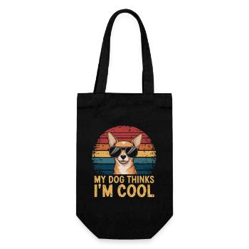 Chihuahua my dog thinks I'm cool - Gift Bag for Bottles - black - Front