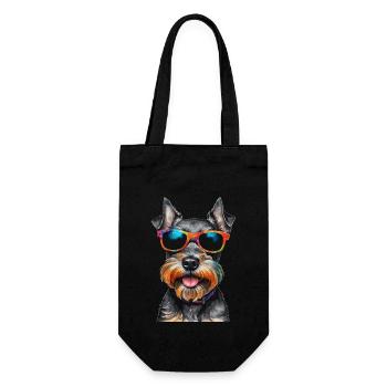 Zwergschnauzer Sonnenbrille Hund Lustig Tier Print - Geschenkbeutel für Flaschen - Schwarz - Vorne
