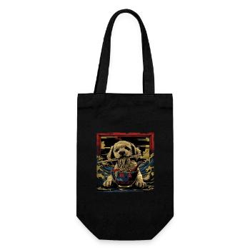 Hunde Motiv Manga Ramen Nudel Hund Anime Kunst - Geschenkbeutel für Flaschen - Schwarz - Vorne