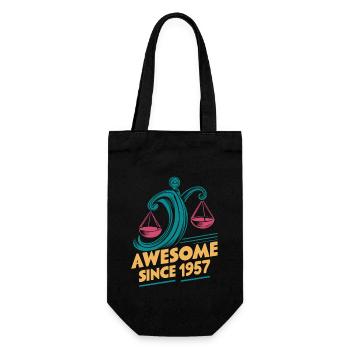 Libra Zodiac Birthday Awesome Since 1957 - Gift Bag for Bottles - black - Front