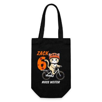 KATZE FAHRRAD MUSS WEITER ZACK SECHS - Geschenkbeutel für Flaschen - Schwarz - Vorne