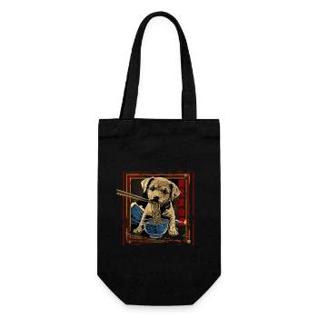 Hunde Motiv Manga Ramen Nudel Hund Anime Kunst - Geschenkbeutel für Flaschen - Schwarz - Vorne