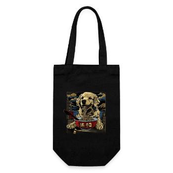 Hunde Motiv Manga Ramen Nudel Hund Anime Kunst - Geschenkbeutel für Flaschen - Schwarz - Vorne