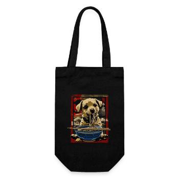 Hunde Motiv Manga Ramen Nudel Hund Anime Kunst - Geschenkbeutel für Flaschen - Schwarz - Vorne