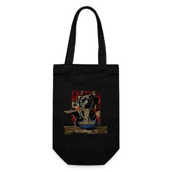 Hunde Motiv Manga Ramen Nudel Hund Anime Kunst - Geschenkbeutel für Flaschen - Schwarz - Vorne