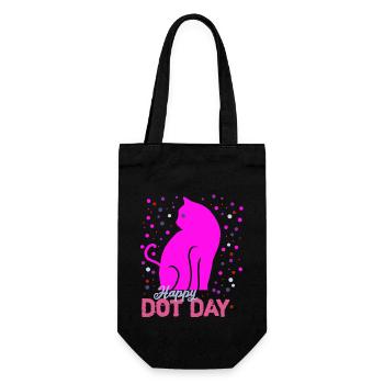 Happy Dot Day Bunte Regenbogen Katze Punkt Jungen - Geschenkbeutel für Flaschen - Schwarz - Vorne