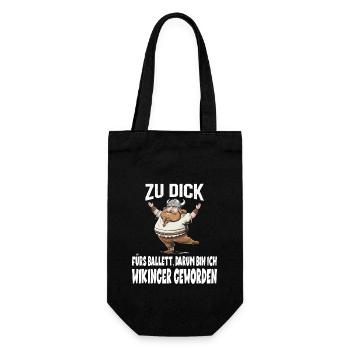 ZU DICK fürs Ballett Darum Bin Ich Wikinger - Geschenkbeutel für Flaschen - Schwarz - Vorne