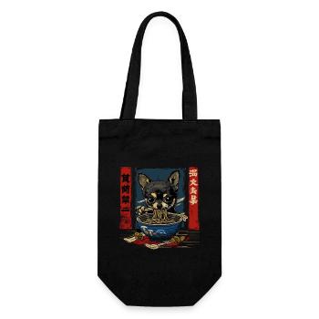 Hunde Motiv Manga Ramen Nudel Hund Anime Kunst - Geschenkbeutel für Flaschen - Schwarz - Vorne