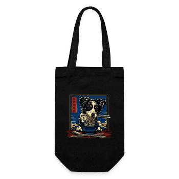 Hunde Motiv Manga Ramen Nudel Hund Anime Kunst - Geschenkbeutel für Flaschen - Schwarz - Vorne