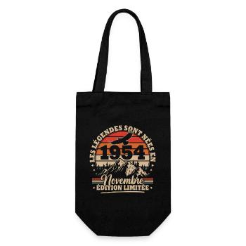 Vintage Geburtstagsgeschenk geboren im November 1954 - Geschenkbeutel für Flaschen - Schwarz - Vorne