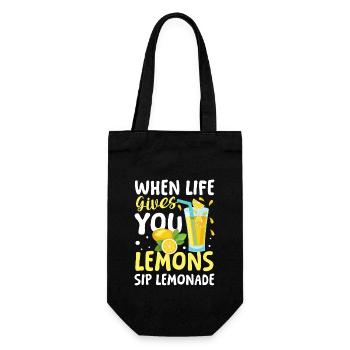 When life gives you lemons sip lemonade - Geschenkbeutel für Flaschen - Schwarz - Vorne