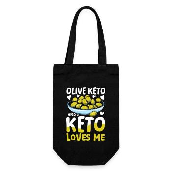 Olive Keto And Keto Loves Me für einen Diät Plan - Geschenkbeutel für Flaschen - Schwarz - Vorne