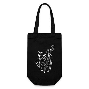 Un chat avec des lunettes de soleil joue de la contrebasse - Sac à bouteille - noir - Devant
