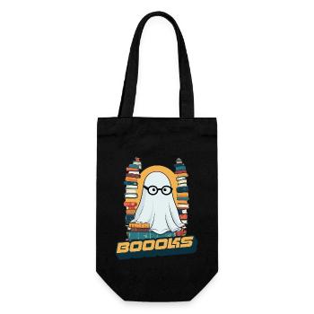 FunnyCute Book Lover Ghost Says Boook - Gift Bag for Bottles - black - Front