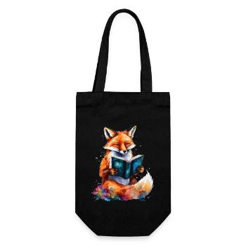 Fuchs Lesen Buch Bunt Tier Design Print - Geschenkbeutel für Flaschen - Schwarz - Vorne
