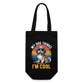 Havanese dog my dog thinks I'm cool - Gift Bag for Bottles - black - Front