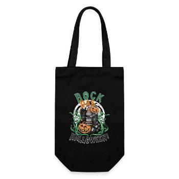 Rock das Halloween, Gitarre und Kürbis - Geschenkbeutel für Flaschen - Schwarz - Vorne