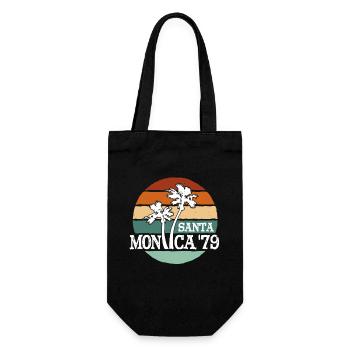 Santa Monica '79 Sonnenuntergang Palmen Vintage - Geschenkbeutel für Flaschen - Schwarz - Vorne