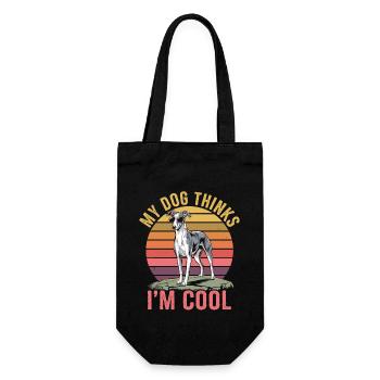 Whippet Mein Hund Denkt Das Ich Cool Bin - Geschenkbeutel für Flaschen - Schwarz - Vorne