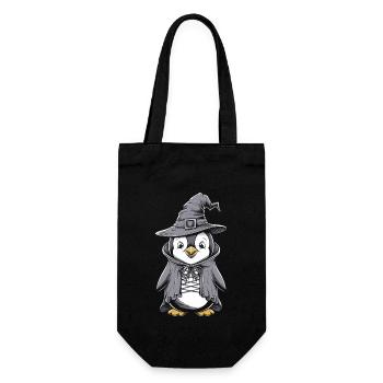 Cute penguin in Halloween witch costume - Gift Bag for Bottles - black - Front